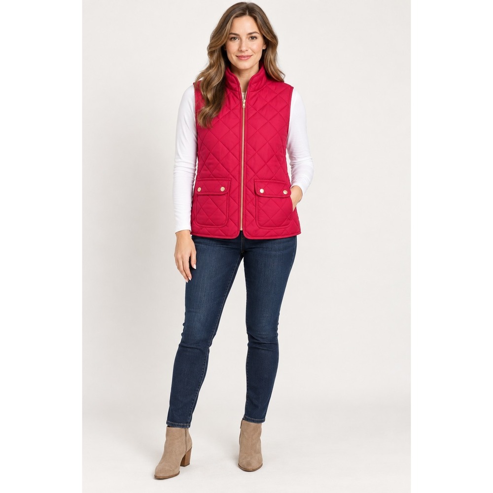 St. John's Bay Red Quilted Vest with Front Pockets, Size PL